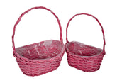 Set 2 Cosuri din Rachita Forma de Barca Roz Inchis